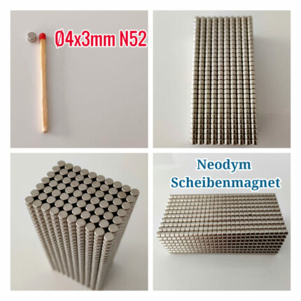 Neodym-Kleinmagnet 4x3mm Scheibe, Runder NdFeB Starkmagnet in N52 Stärke