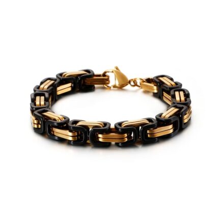 Königsketten-Armband Schwarz-Gold 8mm Breite, 16cm Länge